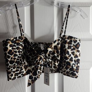 Express Animal Print Crop Top with Bow